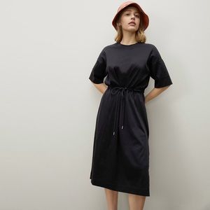 Everlane The Luxe Cotton Tie-Front Tee Dress